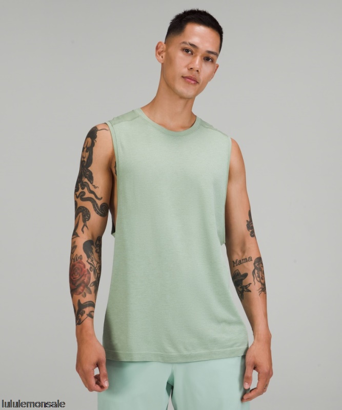 Lululemon Deutschland DELULU976 | Lululemon Deutschland Laurel Green Metal Vent Tech ärmelloses Shirt 20